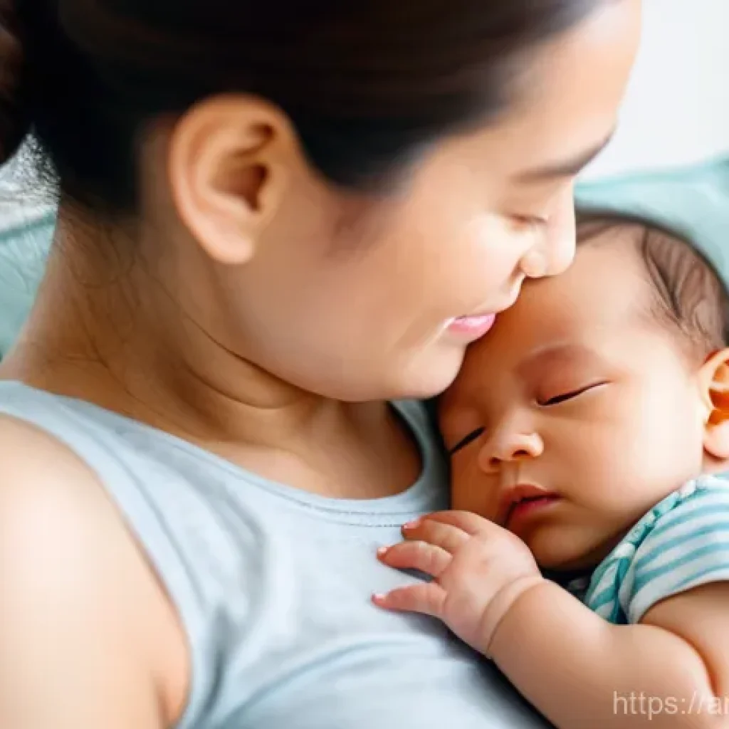 아기와 온도 변화 대처 - **Prompt:** A heartwarming, bright photograph of a parent gently touching their infant's forehead an...