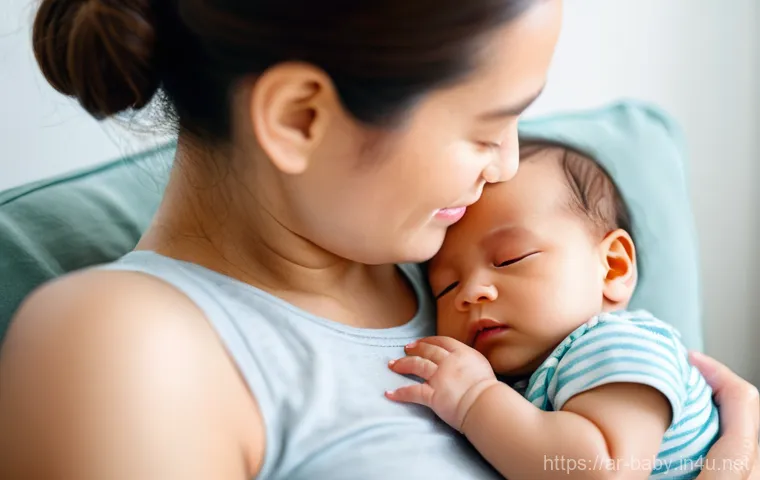 아기와 온도 변화 대처 - **Prompt:** A heartwarming, bright photograph of a parent gently touching their infant's forehead an...