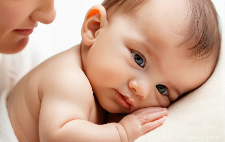 아기 전용 스킨케어 추천 - **Prompt:** A serene and tender close-up of a baby's incredibly soft, healthy skin, with a parent's ...