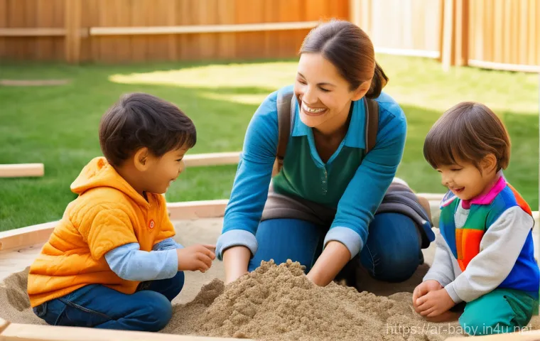 아기와 놀이학교 선택 - **Prompt**: A bright, welcoming nursery classroom filled with natural light. A diverse group of chee...