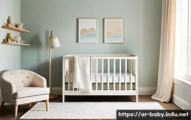 아기 방 꾸미기 - **Prompt:** A serene and brightly lit baby's nursery, designed with a focus on calm pastel colors. T...